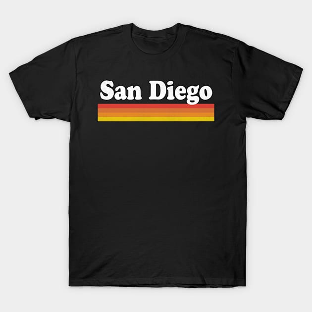 San Diego, California - CA Retro Sunset and Text T-Shirt by thepatriotshop